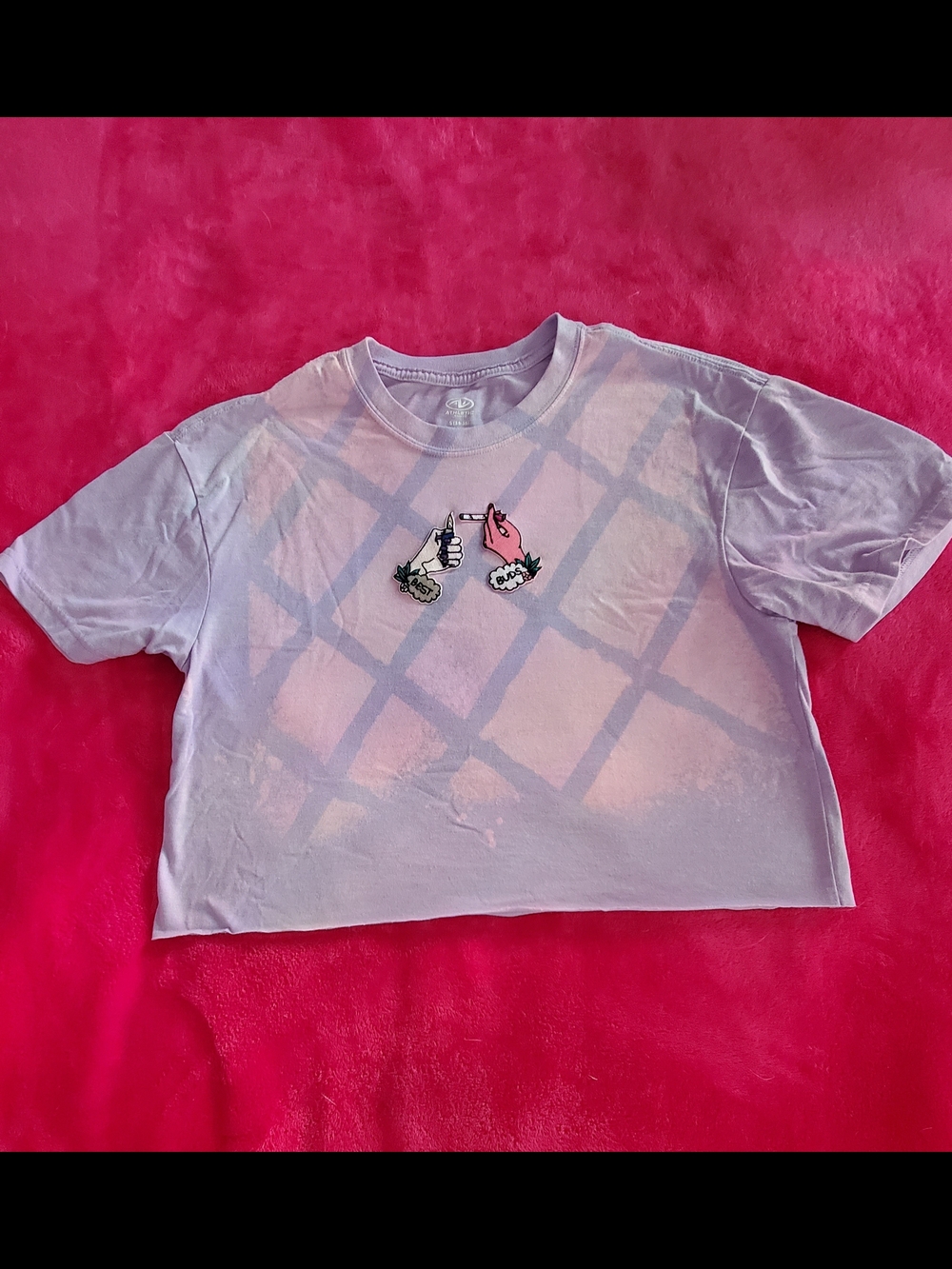 Best Buds Lavender Graphic Cropped Tee – Cute Hand Patch And Dyed Design